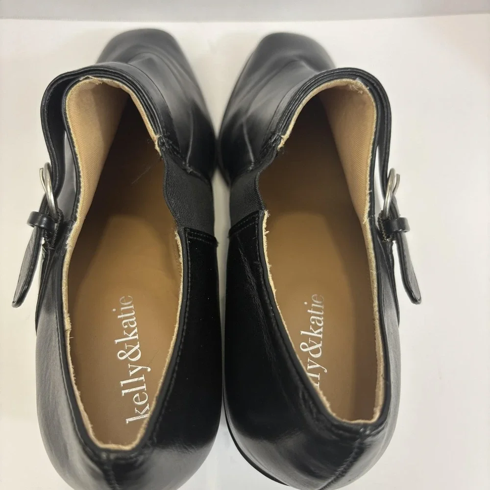 Kelly & Katie Wedge‎ Heel Shoes Womens Size 8.5 Black Pumps Buckle